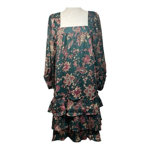 Band of the Free (BOG) Mandy Pine Berry Floral Baby Doll Party Dress New L - Picture 3 of 8